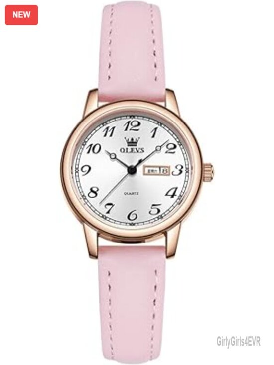 Vintage Leather Watch with Day Date Easy Read Minimalist Waterproof Quartz main image 6